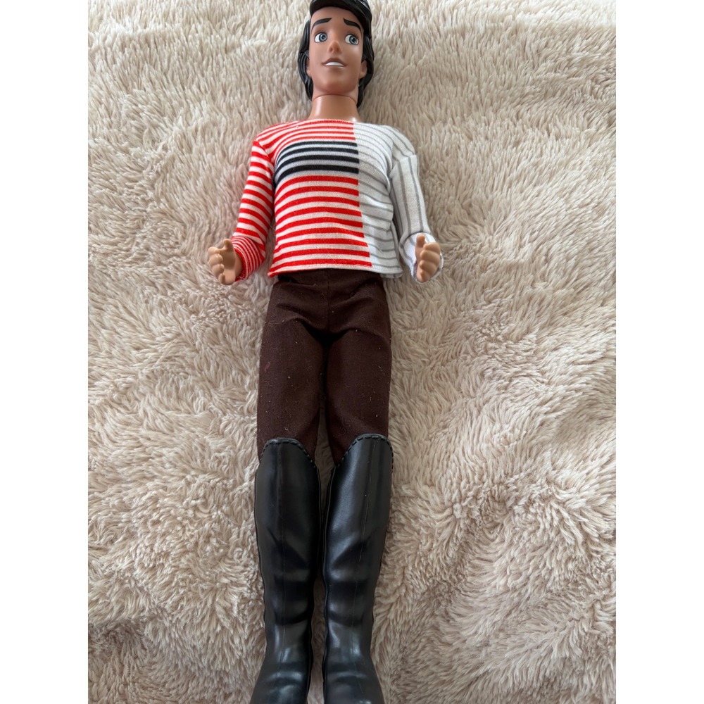 Disney‎ Prince Eric Little Mermaid Doll Striped Shirt Brown Pants Black Boots